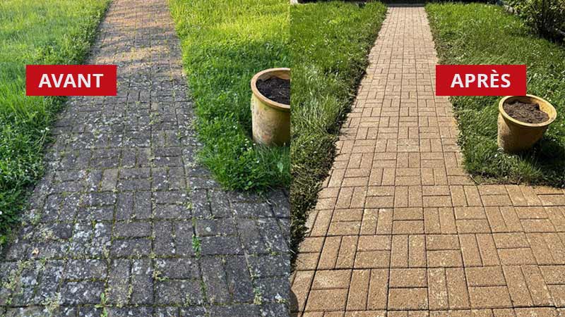 Nettoyage des extérieurs - PROKEMPER COUVERTURE :  artisan à Quimper et dans un rayon de 70 km aux alentours dans le Finistère (29) : Nettoyage allée, dallage, pavé, muret, terrasse. travaux de maçonnerie jardin / paysagère : construction de murs ou murets, de bordures, d’escaliers, pose de clôture.  iIntervention sur QUIMPER et dans un rayon de 70 km aux alentours, dans le Finistère (29).